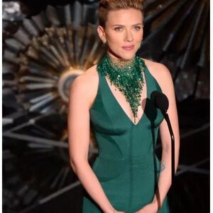 One of a Kind Helen Zubelda Paris Statement Green Emerald Crystal Necklace.